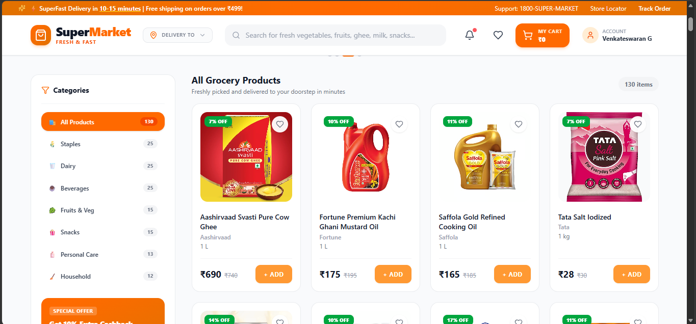 SuperMarket App – Online Grocery Shopping & Order Management System screenshot 6